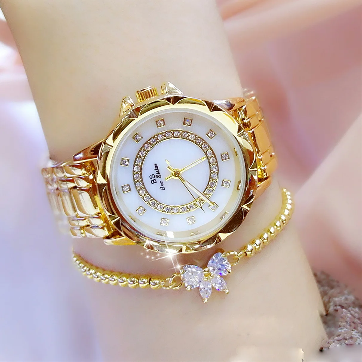 

Diamond Women Luxury Brand Watch 2021 Rhinestone Elegant Ladies Watches Gold Clock Wrist Watches For Women relogio feminino 2020