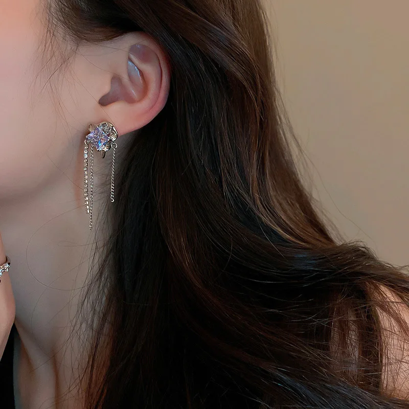 

fashion quality purple crystal statement drop earrings