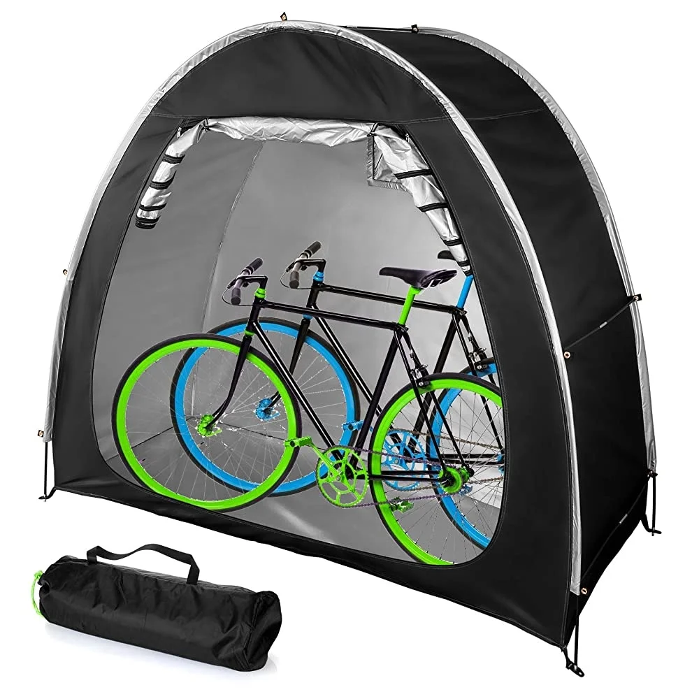 

Bike Covers Storage Shed Tent 210D Silver Coated Oxford Cloth Space Saving Bike Cover Shelter With Window Design