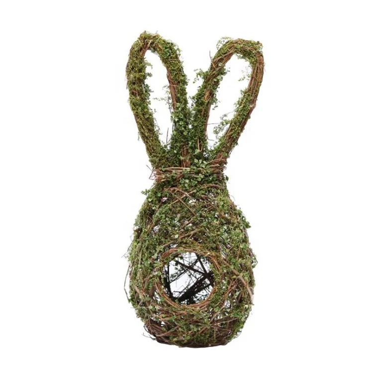 

Home furnishings natural rattan ring birds nest rabbit head pendant Easter photo props candlestick, As the pictures