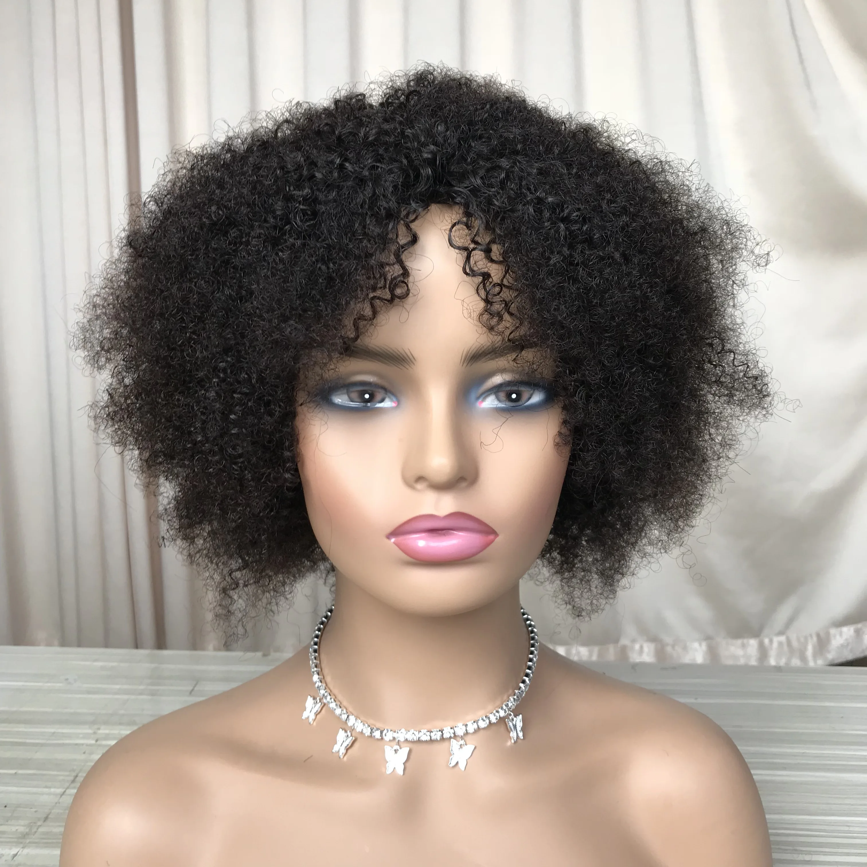 

Human Hair Wigs Brazilian Virgin Hair Kinky Curly None Lace Wig On Sale 10A High Quality Hair Wigs