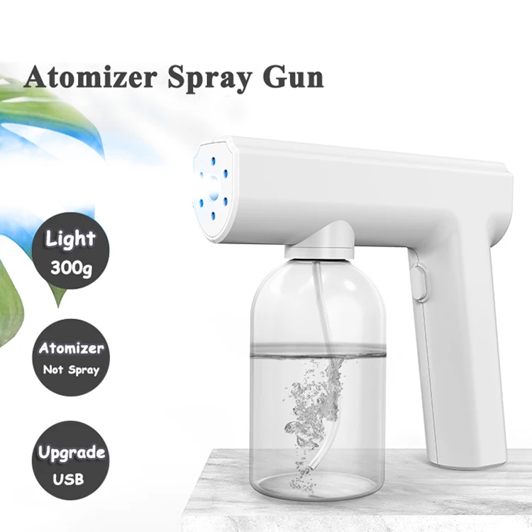 

Portable Handheld Mist Sprayer Cordless Atomizer Spray Gun Nano Steam Spray Gun Wireless for Home and Garden, Black, white