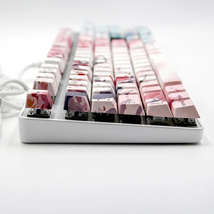 

Kingsub New custom mechanical keycaps sublimated white pbt colored cool nice sakura keycap set