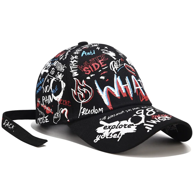 

New Design Summer fashion custom 6 panel Graffiti hip hop All Over Printing Curved baseball hats for Men