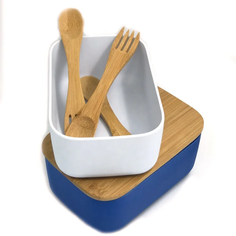 Eco Friendly Bamboo Lunch Box Bento Lunch Case Storage Box Bins Wheat