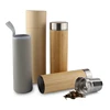 Bamboo Travel Coffee Tumbler With Tea Infuser, Stainless Steel Thermos Vacuum Flask, Sports Water Bottles With Custom Logo 17oz