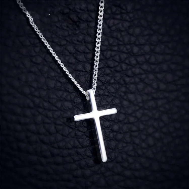 

Hot Selling Glossy Sterling Silver Cross Pendant Chains Necklace S925 Cross Pendant Necklace Wholesale