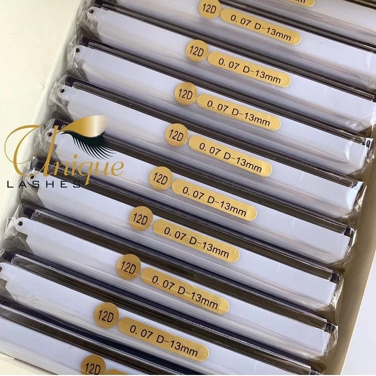 

Handmade premade volume fans small or large tray 0.07 12D pre made fans pointy lashes color tray, Black