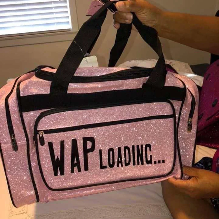 

custom Spend a night Overnight bag duffle wap loading bling bling pink Travel tote duffle luggage bag glitter dance bag