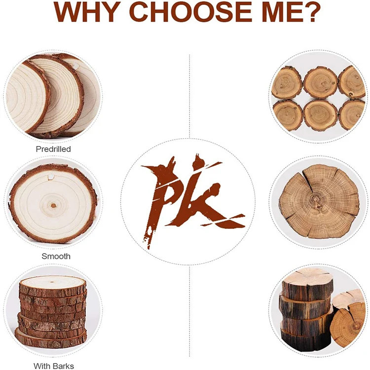 Wholesale Rustic DIY Natural Wood Slices Round for Christmas Wedding Decoration