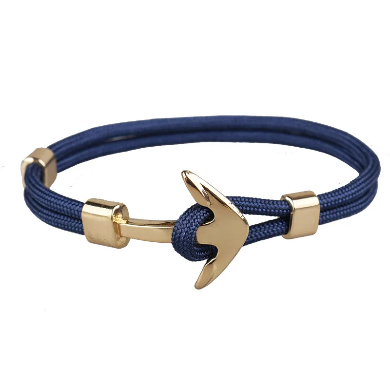 

Popular Mens and Womens Classic Design Gold Anchor Colorful Cord Bracelet