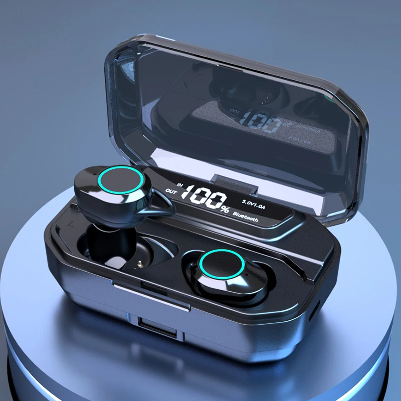

2021 new product AC6973 chipset 3300mAh Powe Bank Charging Case wireless headsets auriculares inalambricos