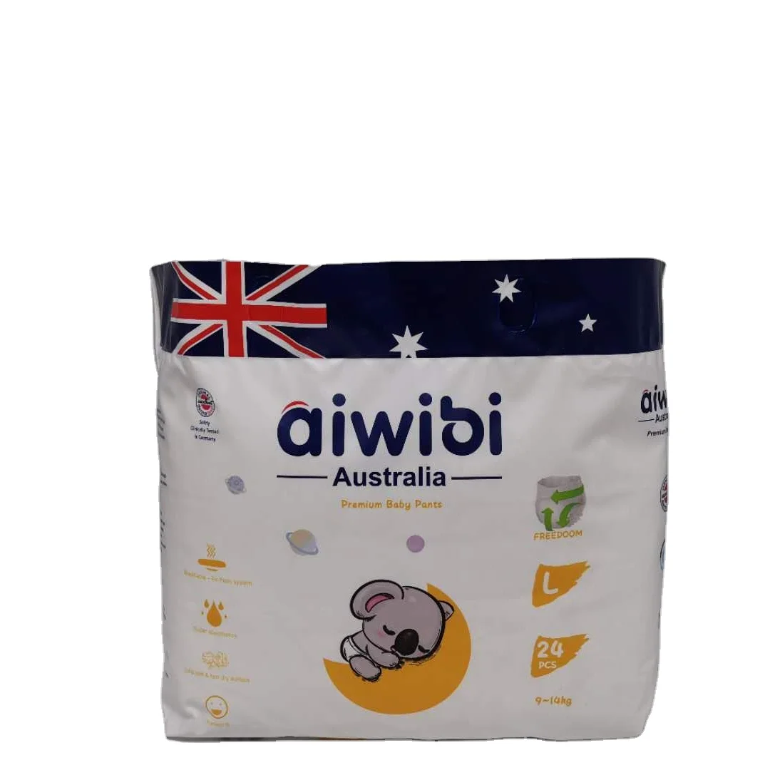 

AIWIBI Australia brand Diapers Suppliers Bulk XXL Hydrophilic Hot Air Super Soft Baby Diapers Pants For Sale AWB05