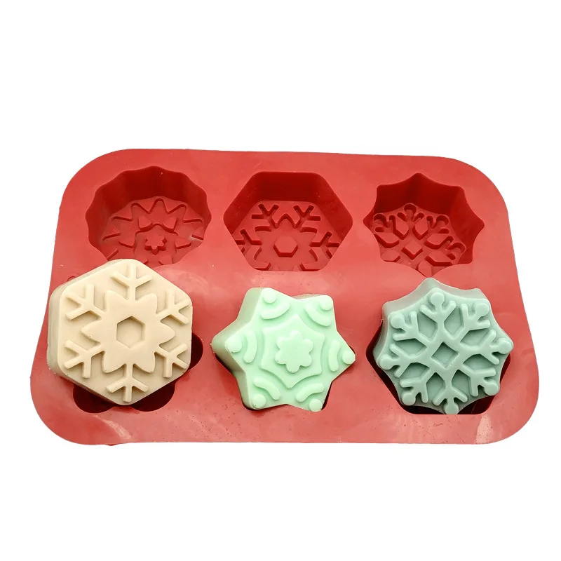 

T104 3D Christmas Decorations Snowflake Lace Chocolate Party DIY Fondant Baking Cooking Silicone Cake Decorating Mold, Red