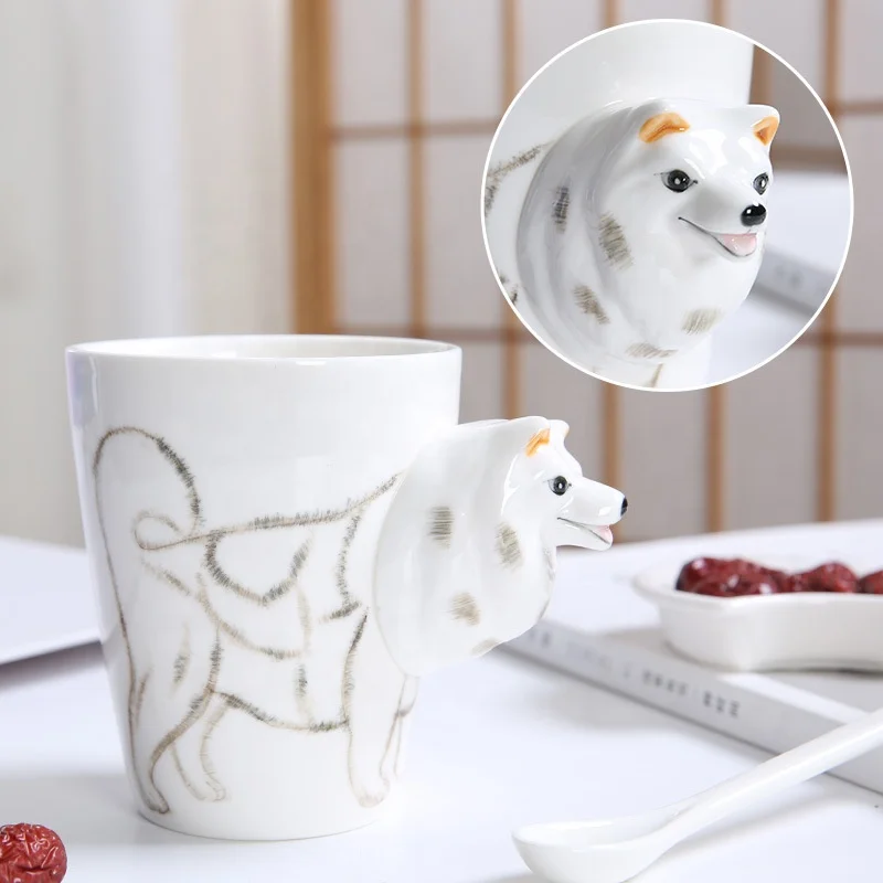 

Factory stock available MOQ 1 pc sustainable 3D animal Samo dog ceramic coffee water cup for child