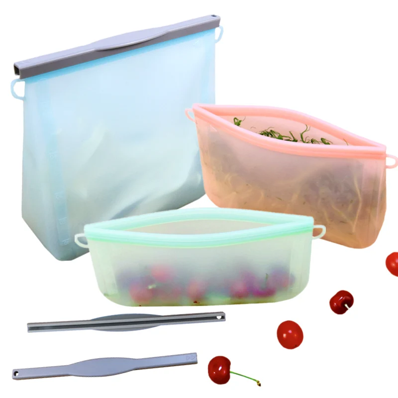 

Custom Print Logo Food Grade Bpa Free Reusable Stand Up Self Sealing Empty 500ml Silicone Fresh Freezer Food Storage Bags Pouch