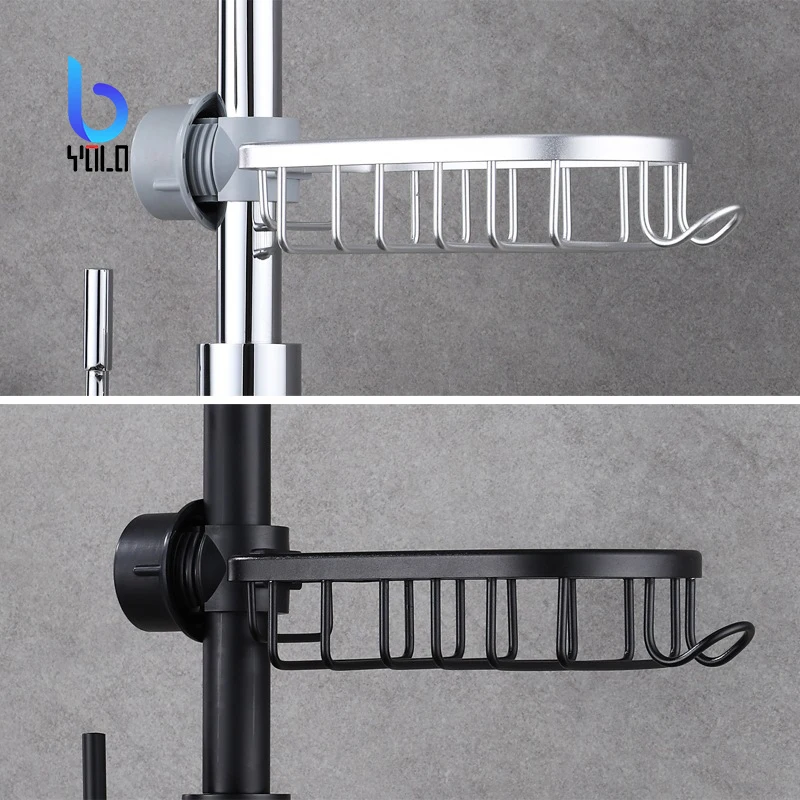 

Movable Faucet Sponge Holder Soap Sponge Storage Rack Kitchen Faucet Rack, Black/silver