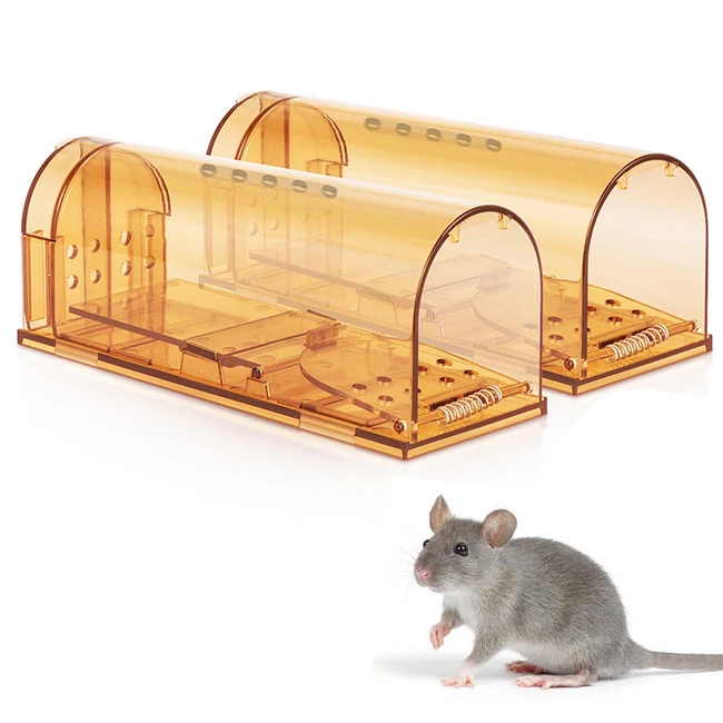 

wholesale smart catch mice transparent reusable no kill rat traps plastic humane live mouse trap cage, Brown, green, blue, customized