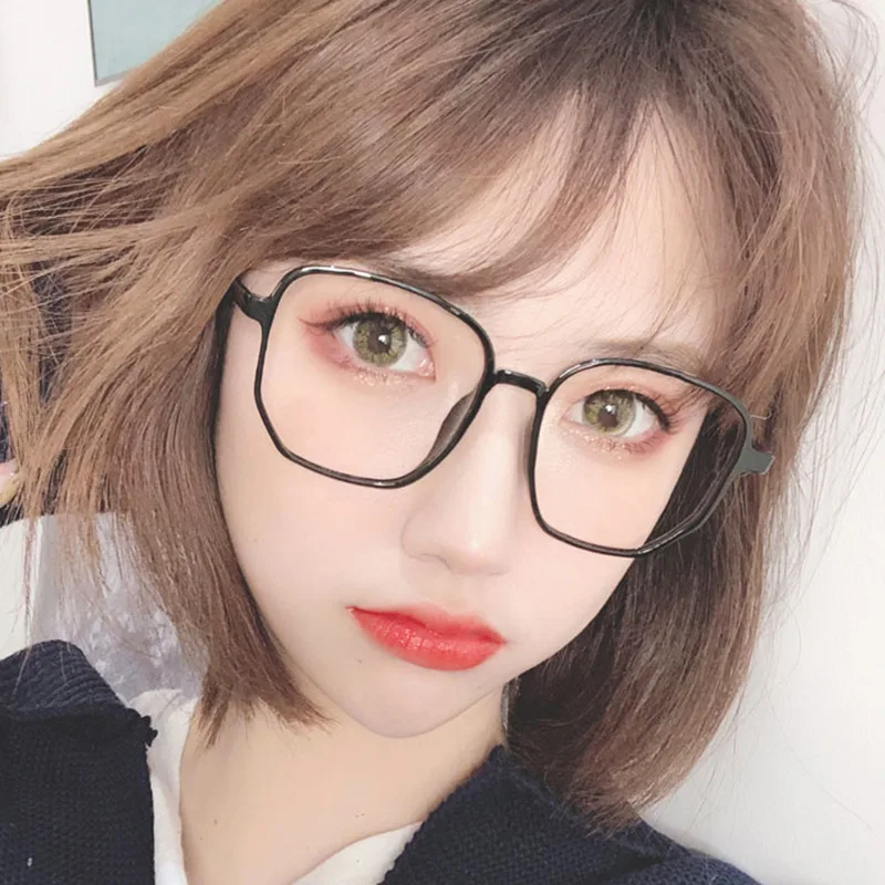 

New fashion polygonal anti-blue glasses net celebrity same big frame plain flat mirror ins trend glasses frame
