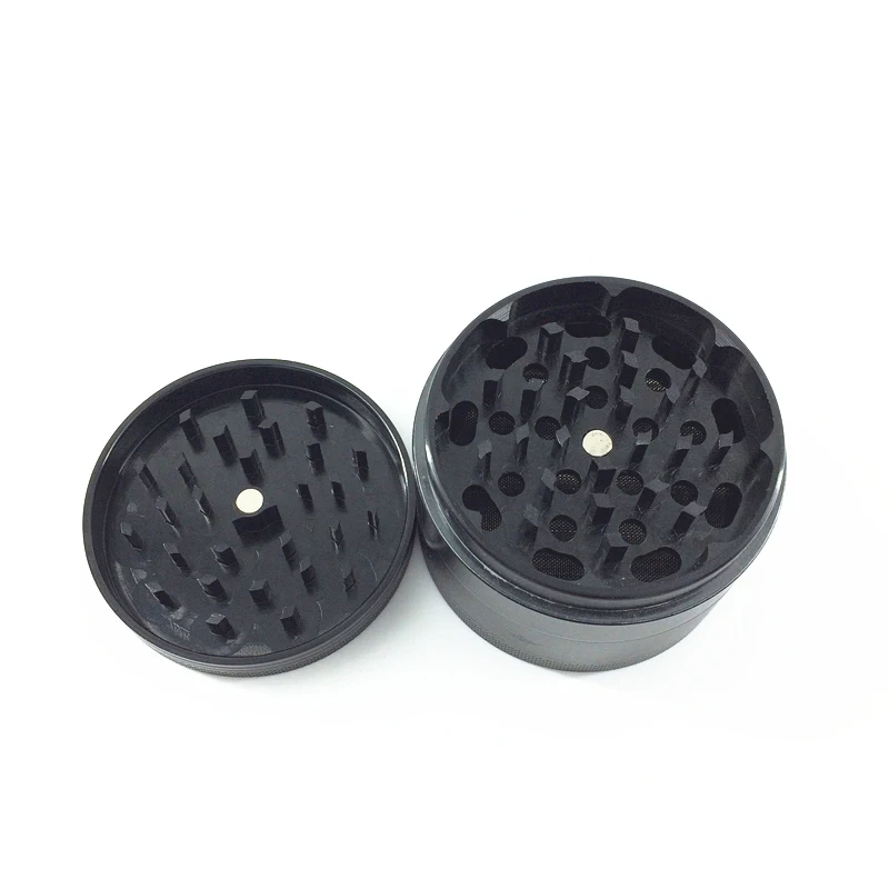 

Top Seller 4 Piece 2.5'' Spice Weed Crusher with Powerful Magnetic Lid, Aluminum Spice Herb Grinder, Black