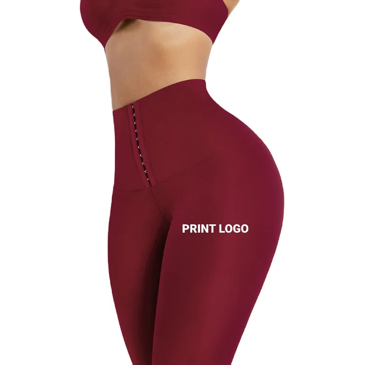 

Custom Logo Breathable Adjustable Hooks Waist Trainer Corset Leggings Fitness Wear High Waist Yoga Pants