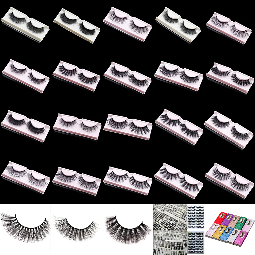 

FX-S59 Freeshipping 50 Pairs Eyelashes Mix Styles Hot Sell 3d Faux Mink Lashes Natural False Eyelashes Extensions Mixed