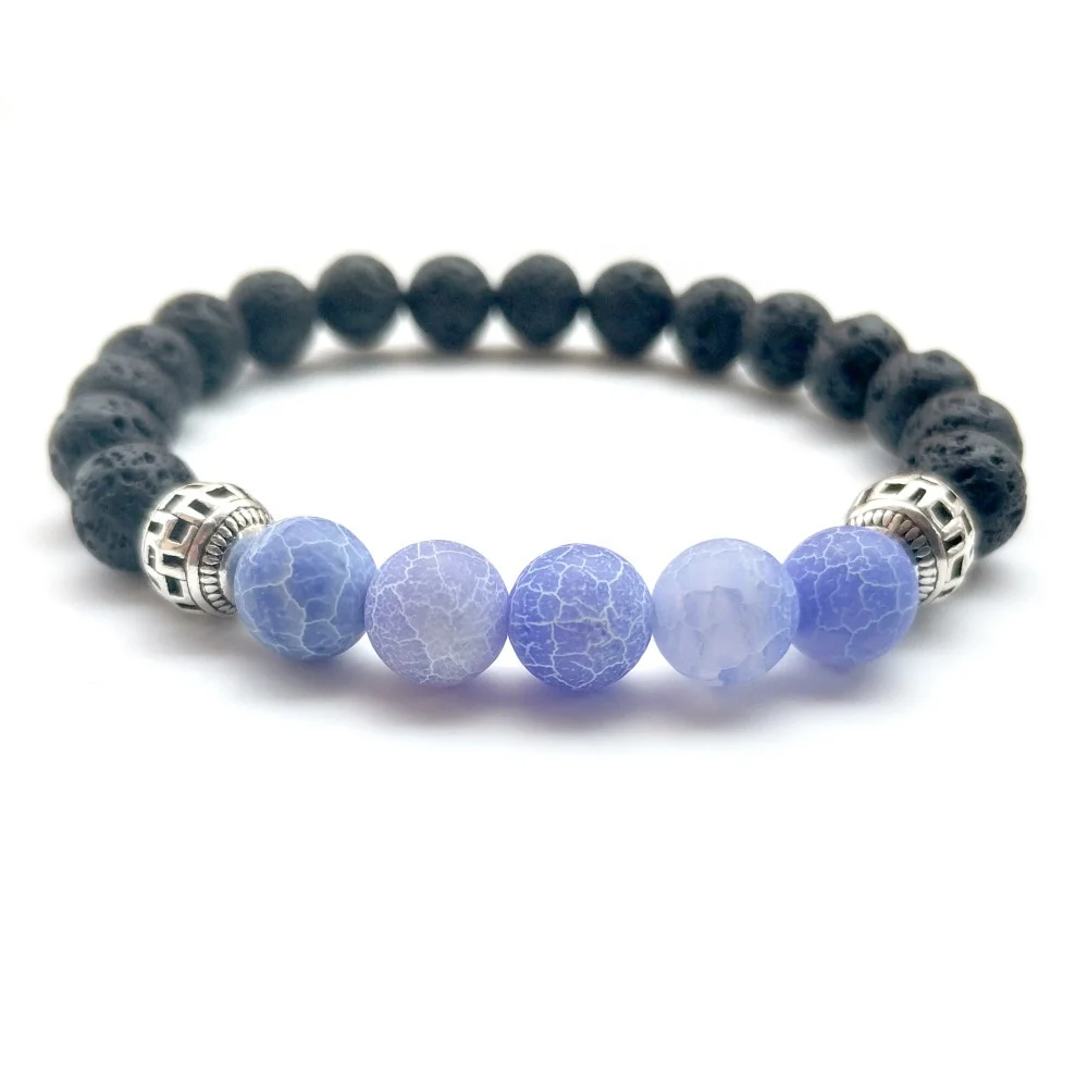

Weathered Stone 8mm Black Lava Stone Beads Bracelets DIY Essential Oil Perfume Diffuser Bracelet Stretch Yoga Jewelry