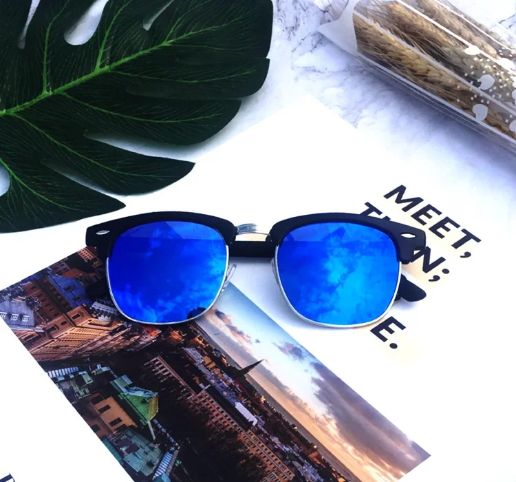 retro brand semi rimless polarized sunglasses women men sun glasses