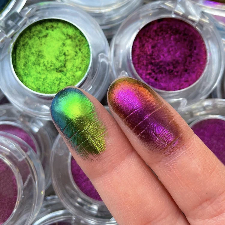 

2021 Duochrome eyeshadow DuoChrome Pigment Glitter Eyeshadow Shiny Multichrome Neon Chrome Chameleon Liquid Eyeshadow, Multi-colored