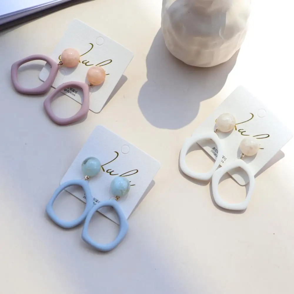 

New Purple Acrylic Earrings for Women Fashion Pink White Acetate Resin Drop Earrings Stainless Steel Jewelry, Colorful