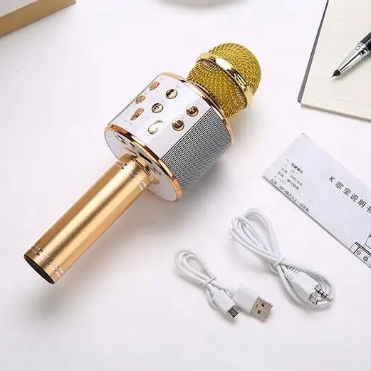 

Wireless Bt Karaoke Microphone Speakers Portable Handheld Microphone Ws858 For Ktv Singing, Black,gold ,rosegold,blue