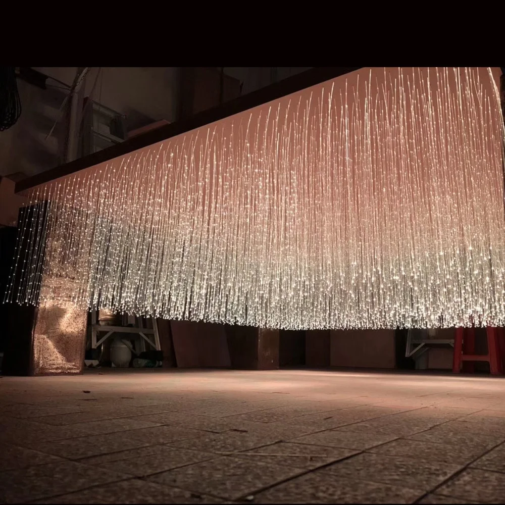 

Free shipping Customized fiber optic square chandelier L2.5m*W1m*H1m