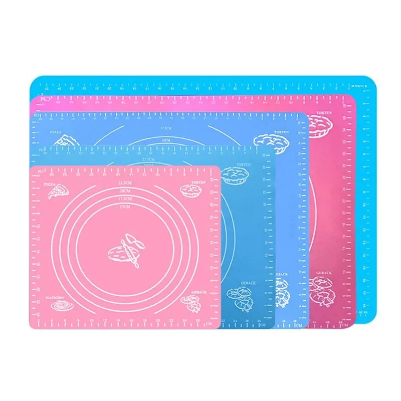 

Multi-size Silicone Baking Mat Sheet Extra Large Baking Mat for Rolling Dough Macaroo Pizza Dough Accessories Reusable, Pink and blue