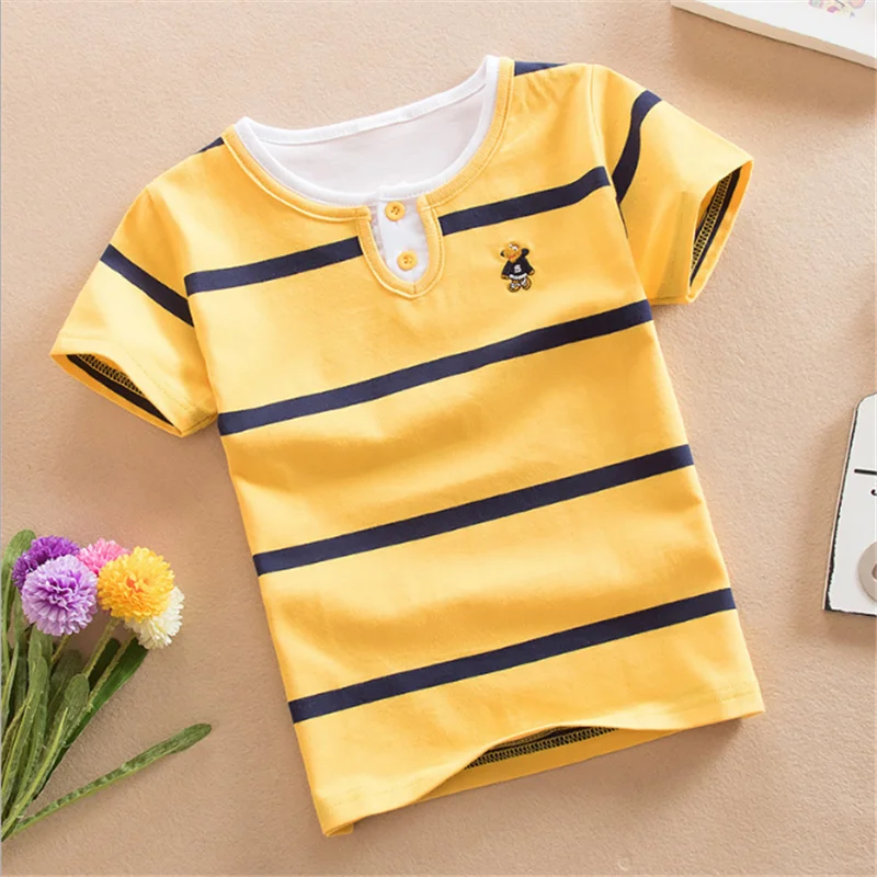 

2021 Fashionable Boys Striped Short Sleeve T-shirt Summer New Children's Wear Children's Short Sleeve Top