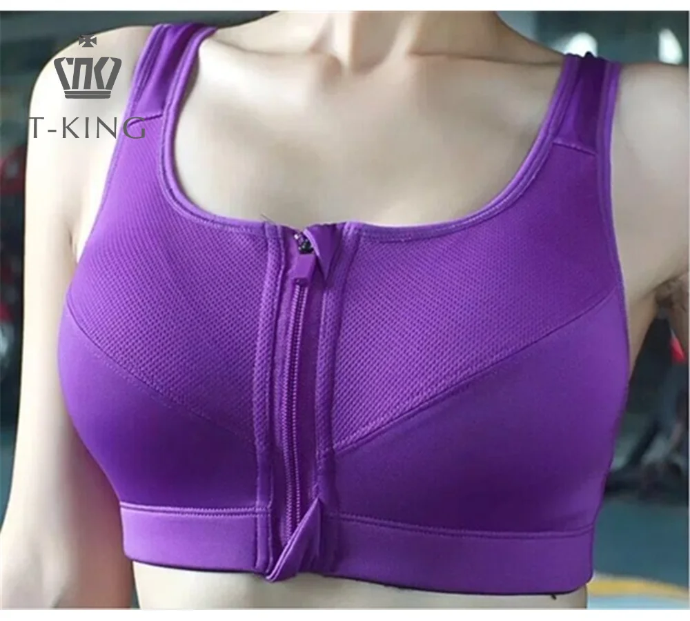 

Tking Private Label Women Plus Size Yoga Bra Gym Clothing front zip gym Sports Bra Top fitness