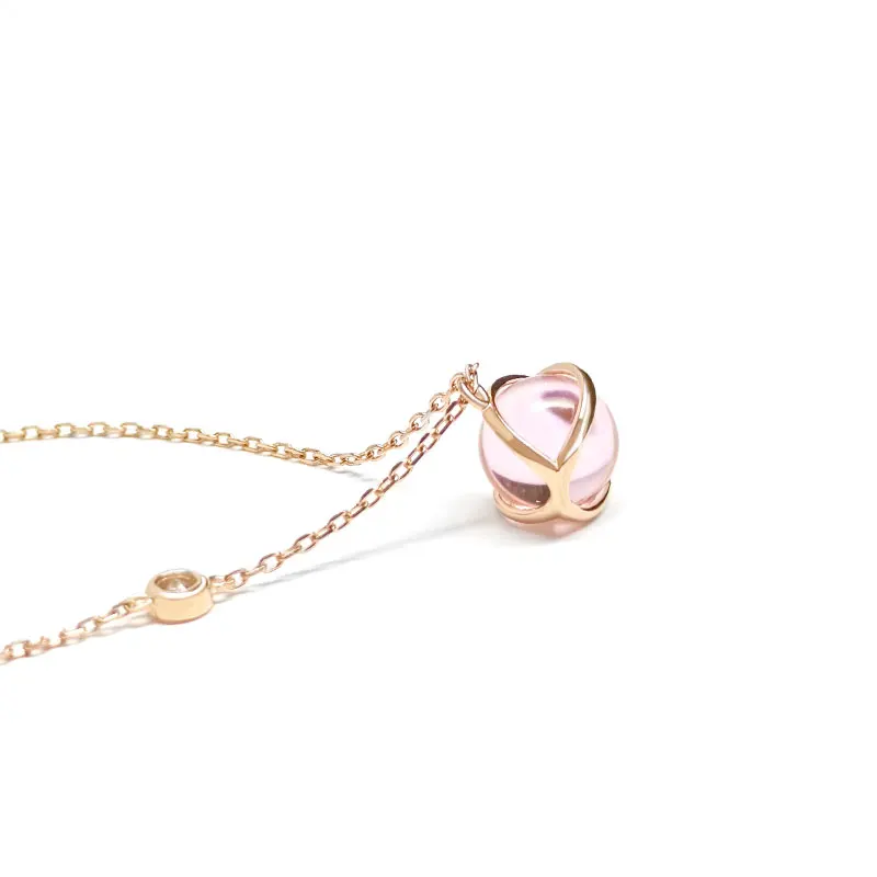 

Korean romantic exquisite pink crystal 925 silver necklace, Gold