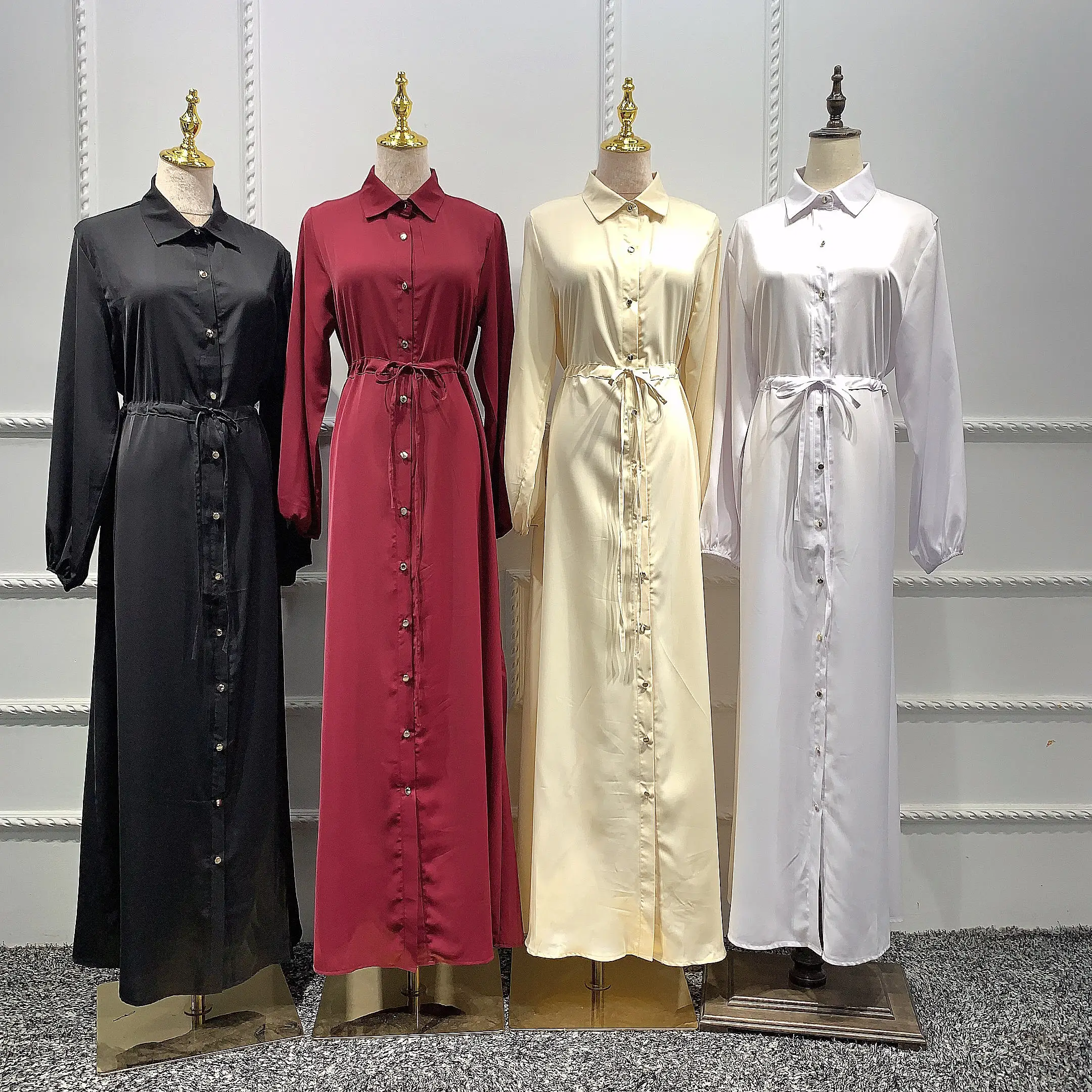 

Fancy long blouse style women dress cotton long sleeves abaya dress for muslim women