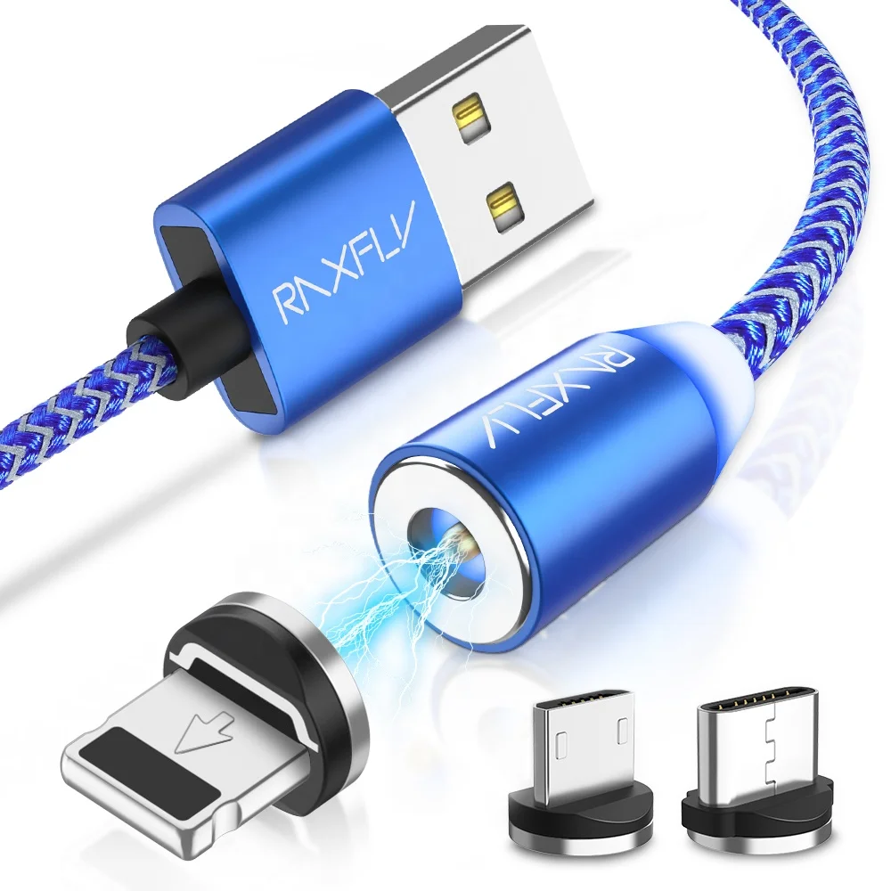 

Free Shipping 1 Sample OK 2M Magnetic Charger 3 in 1 USB Cable RAXFLY Magnetic Charging Mobile Phone Cable