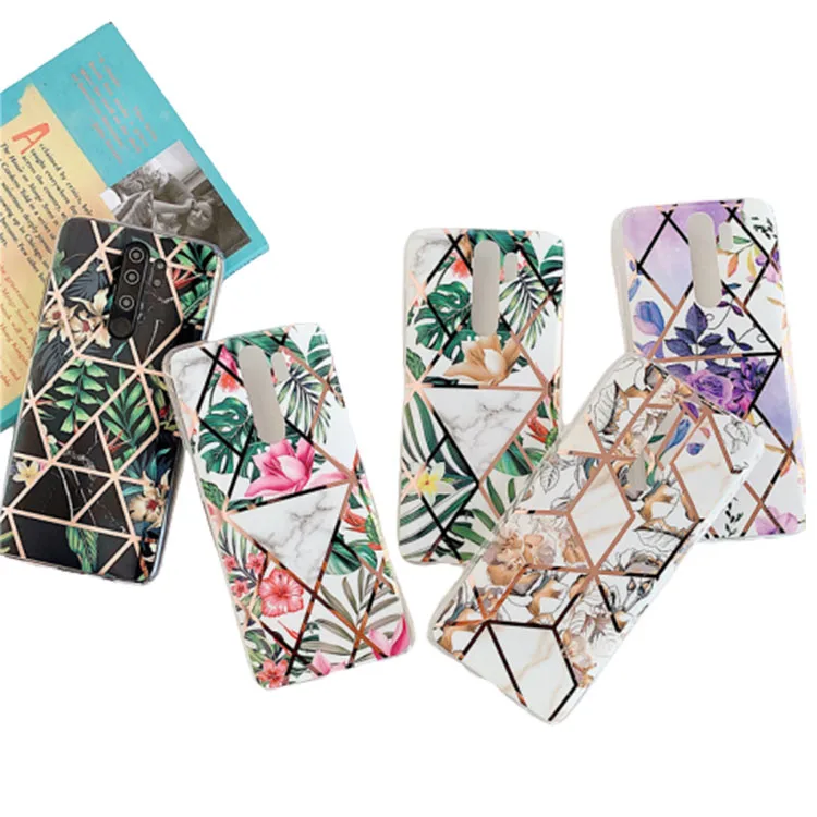 

Electroplated marble phone case simple flowers plants for Redmi 8 8 Pro