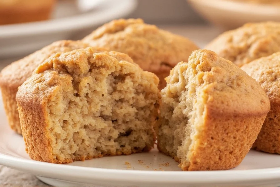 Step-by-step process showing cinnamon muffin batter being filled into muffin cups with visible cinnamon swirl mixture on top