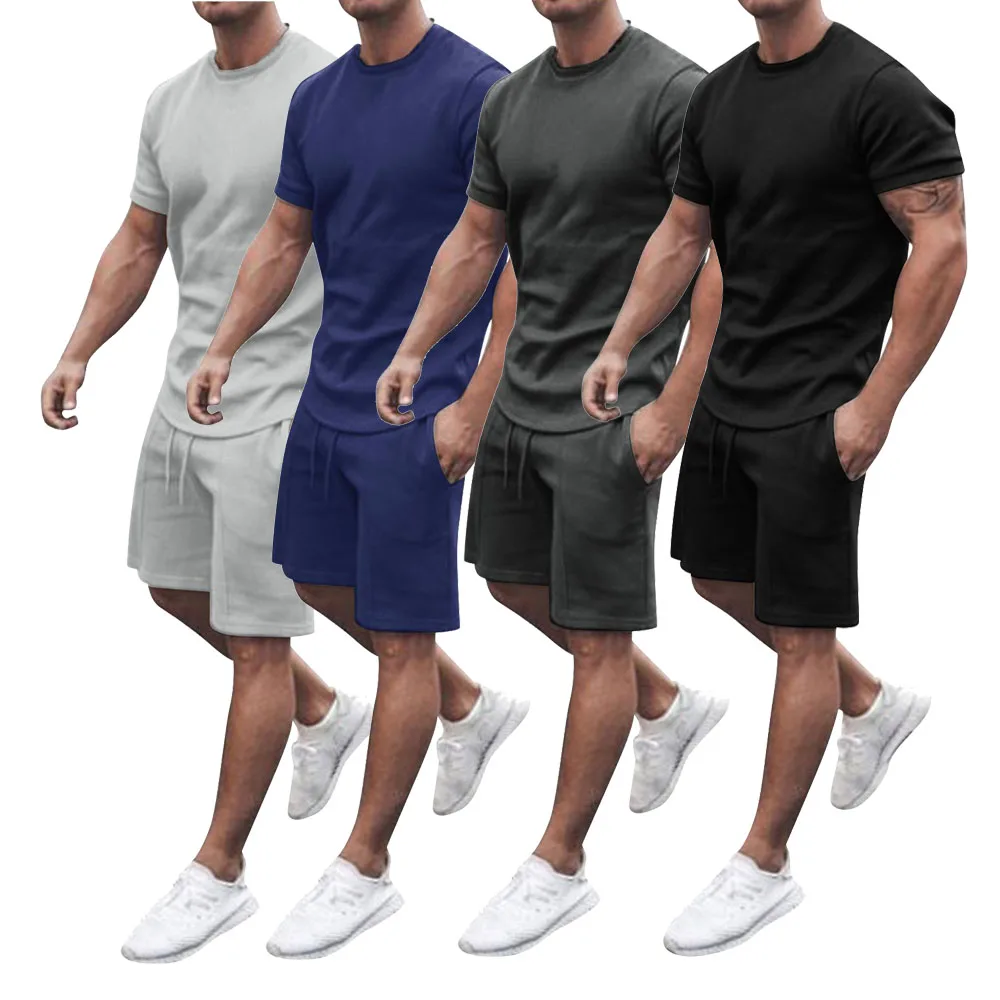 

Hot Sale 2021 Summer Cotton Outfits Men Two Piece Sets Short Tracksuit T-Shirts And Shorts Plus Size Man Clothing M~6XL