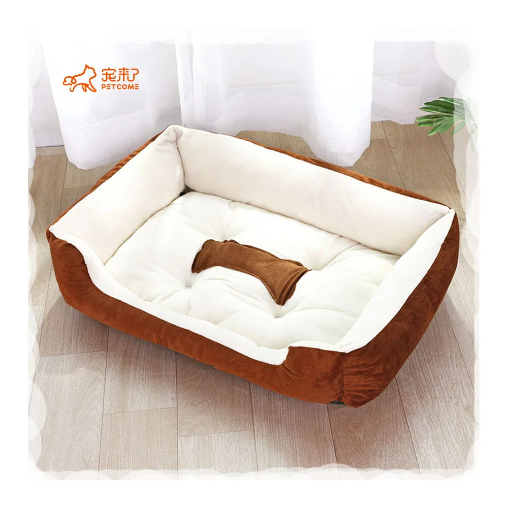 

PETCOME Amazon Cheap Best Sale Washable Travel Luxury Eco Friendly Plush Big Calming Beds For Dogs, 3 colors