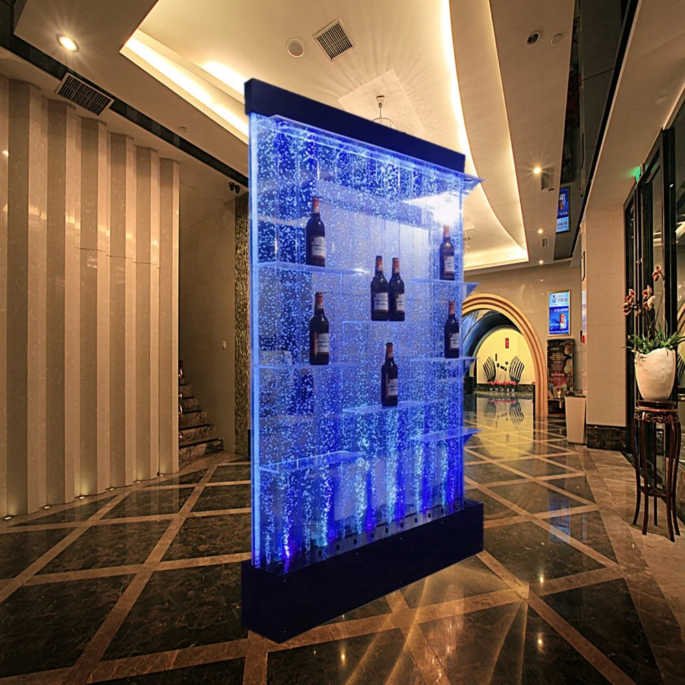 
Customized water features RGB acrylic shelf liquor display 