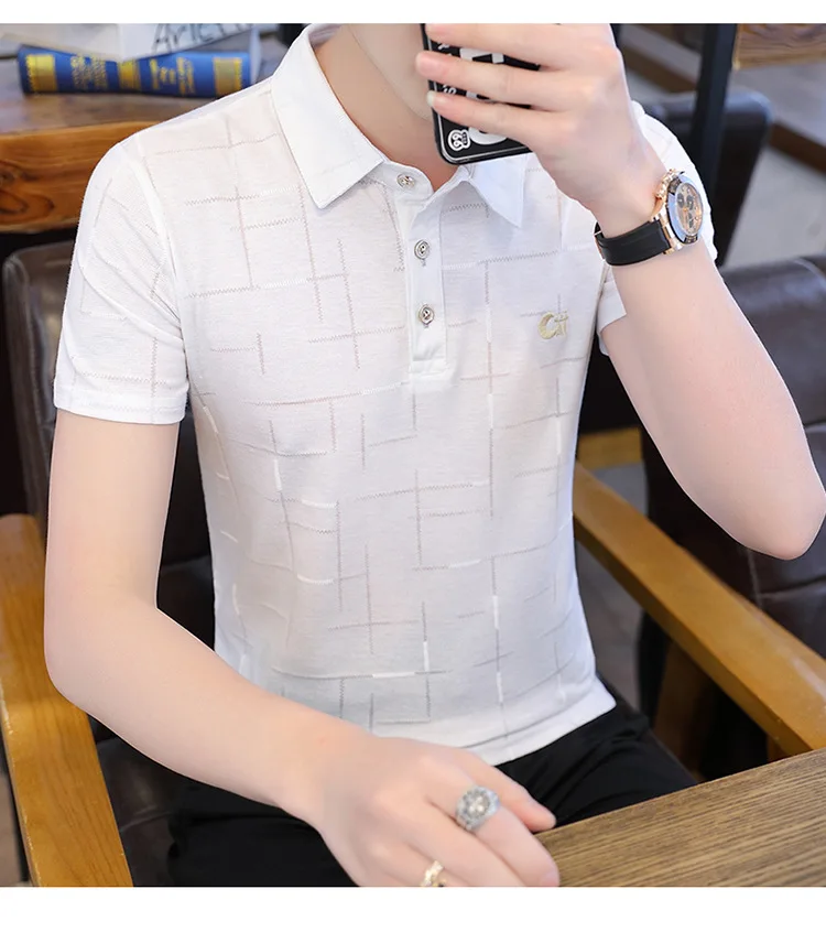 

Asia Style Artistic Lattive Polo Man T-shirt, 5 colors