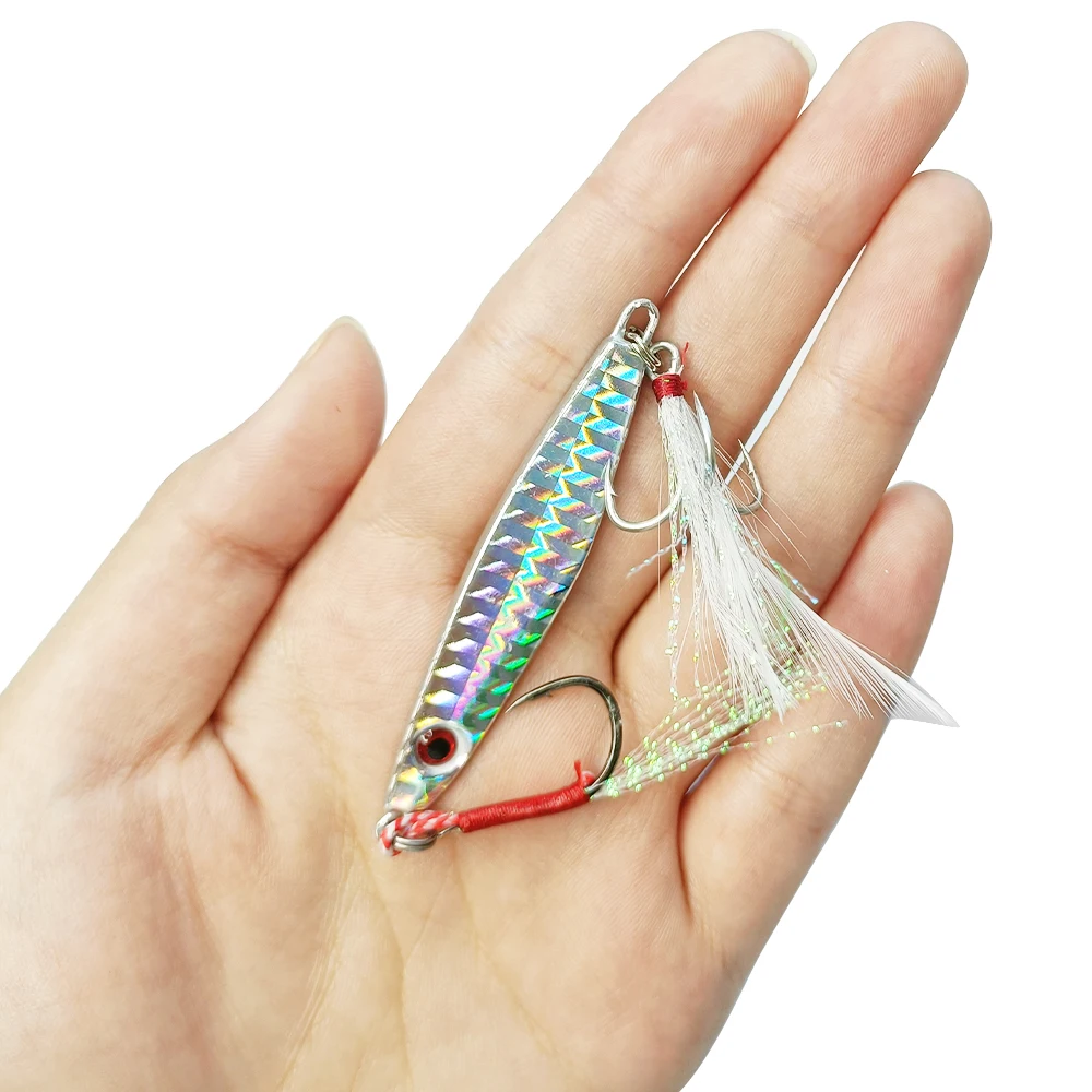 

Leading Lead Metal Fishing Jig Lure Jigging Slow Pitch Lures Artificial Baits Pesca 10g 5.8cm Quality Jigs, 6 colors 58mm jig bait