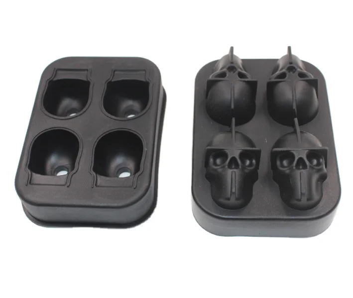 

4 even 3D cranium ice molds silicone cranium surface ice tray mold ice cube mold tray, As shown in the figure below