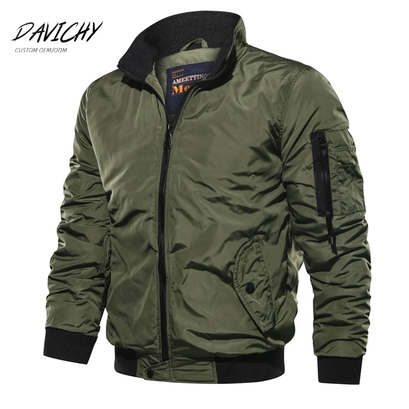 

Wholesale Mens Baseball Jackets Winter Custom Casual Solid Color Stand Collar Pocket Satin Bomber Jacket Men