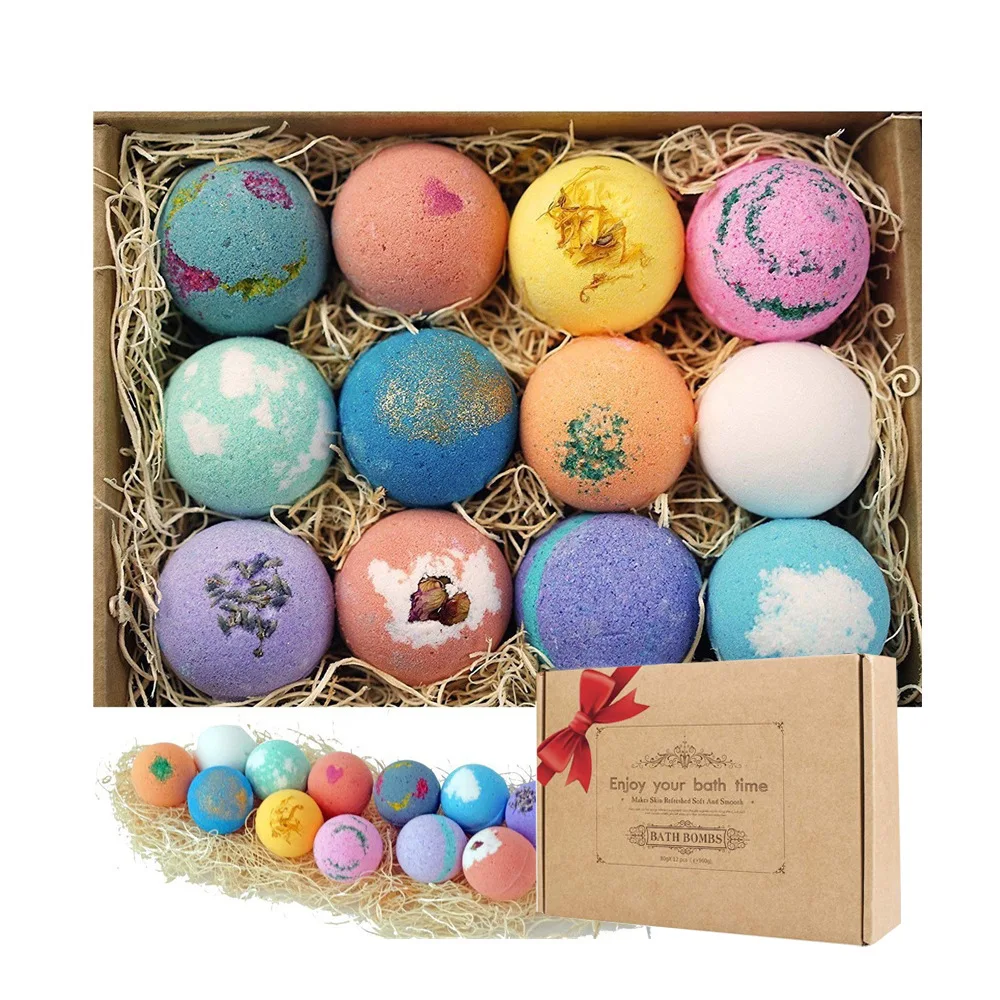 

Customized 12 Packs Bath Bombs Gift Set, Have Pure Natural Scents Perfect For Bubble & Spa Bath Bath Bombs Organic, Colorful