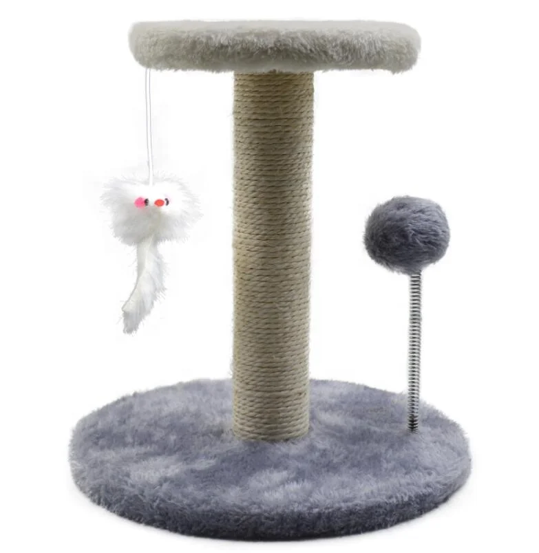 

Pet Toy Sisal Cat Scratching Post for Cats Kitten Climbing Post Jumping Tower Toy with Ball Cat scraper Protecting Furniture, Black, beigh, red, gray