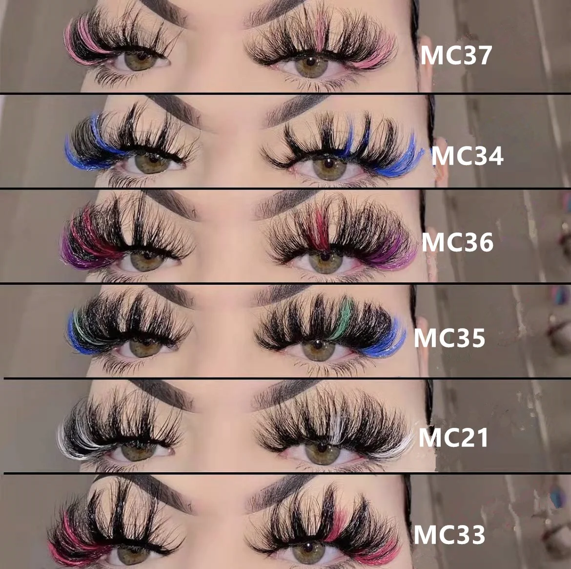 

Wholesale 16-20MM Glitter Colored 3d mink lashes vendor Length Daily Life Halloween Party mink eyelashes Color Mink Lashes
